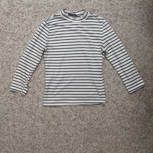 Striped mock neck 3/4 sleeve top, xs